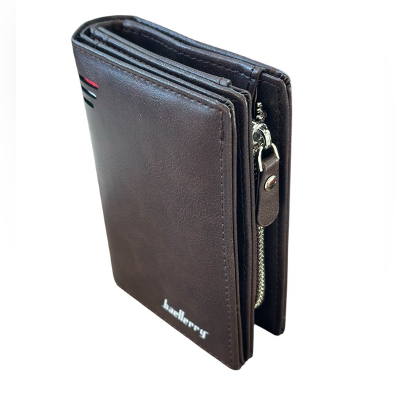 NEW Baellerry Brown Leather Wallet with Zipper - Picture 2 of 8